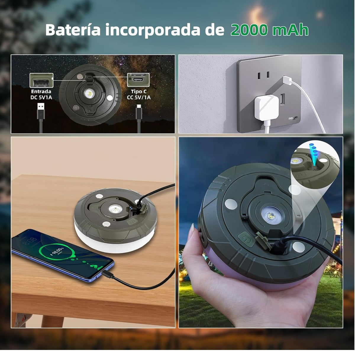Luz Multifuncional para Camping y Exteriores