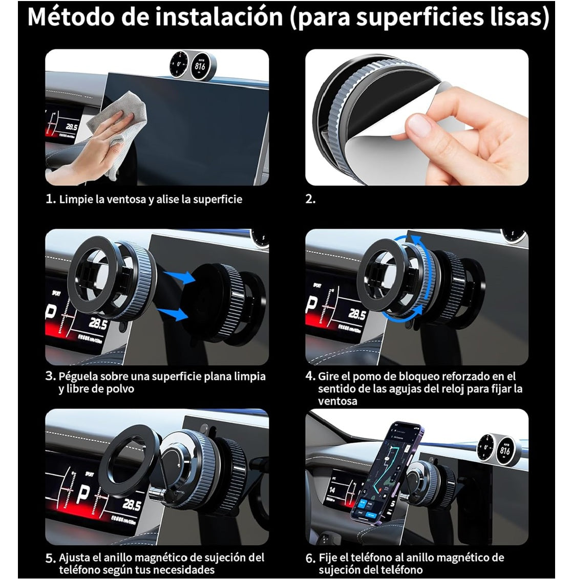 Soporte Magnético con Ventosa