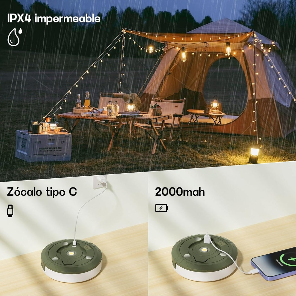 Luz Multifuncional para Camping y Exteriores