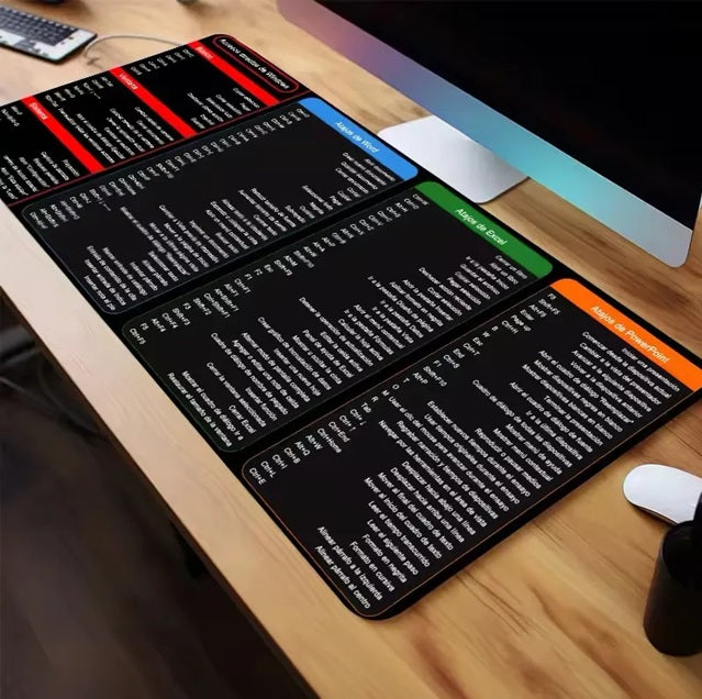 Mouse Pad con Atajos y Comandos - Excel, Word, PowerPoint, Office - Idioma Español