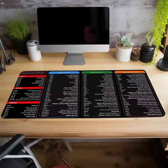 Mouse Pad con Atajos y Comandos - Excel, Word, PowerPoint, Office - Idioma Español