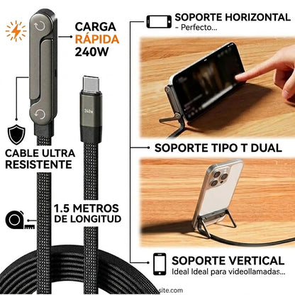 Cargador rápido 240W - 1.5 MT con Soporte integrado