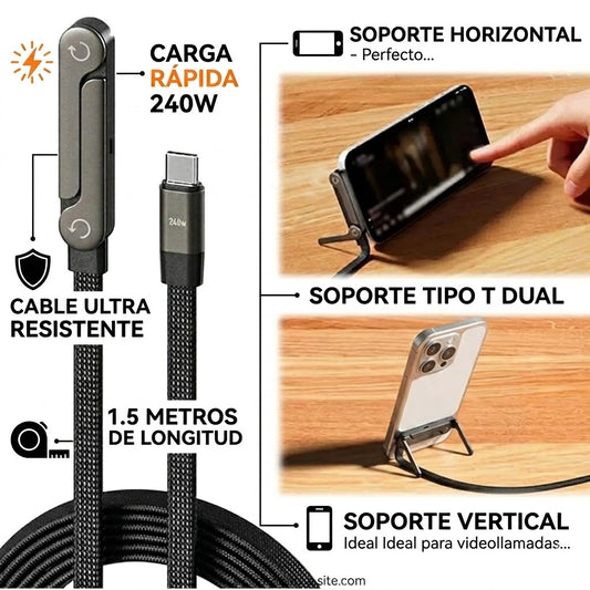 Cargador rápido 240W - 1.5 MT con Soporte integrado