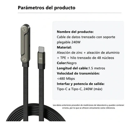 Cargador rápido 240W - 1.5 MT con Soporte integrado