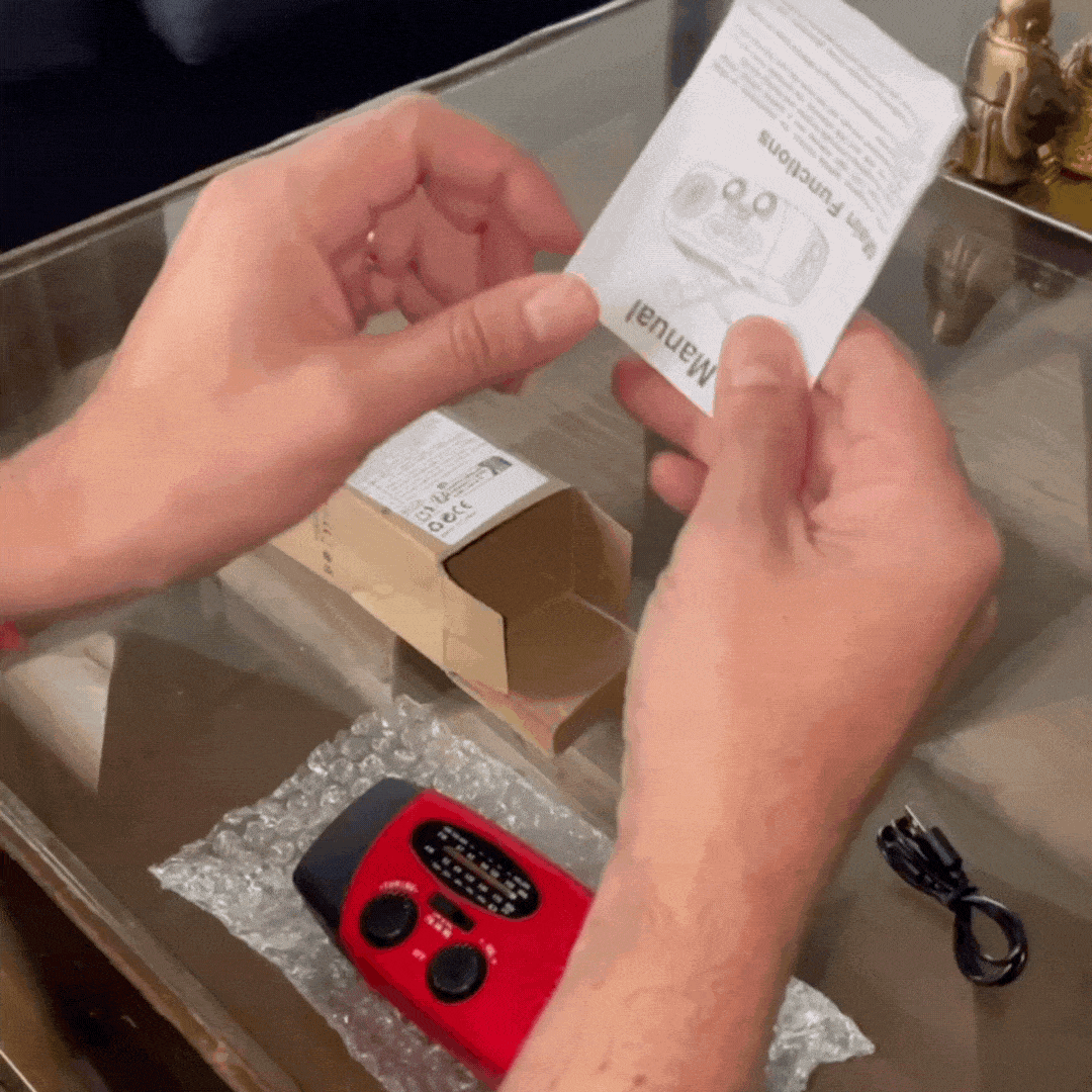 Lámpara Radio de Emergencia con Linterna y Cargador