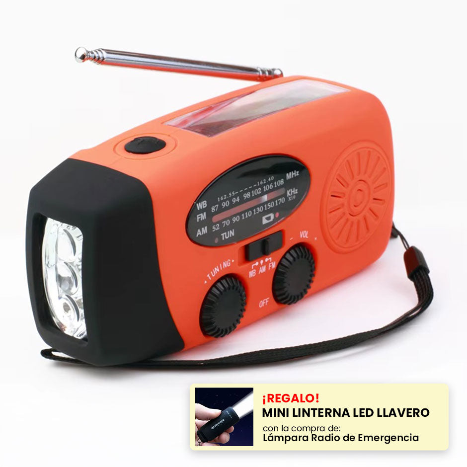 Lámpara Radio de Emergencia con Linterna y Cargador