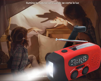Lámpara Radio de Emergencia con Linterna y Cargador