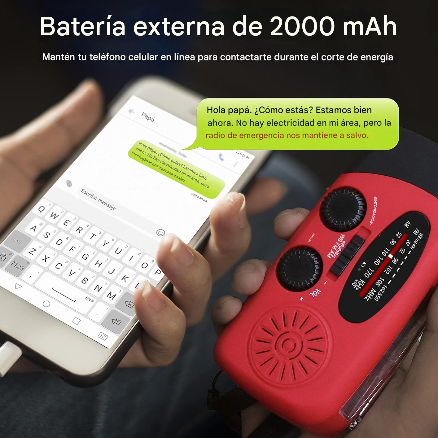 Lámpara Radio de Emergencia con Linterna y Cargador