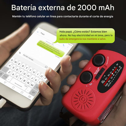 Lámpara Radio de Emergencia con Linterna y Cargador