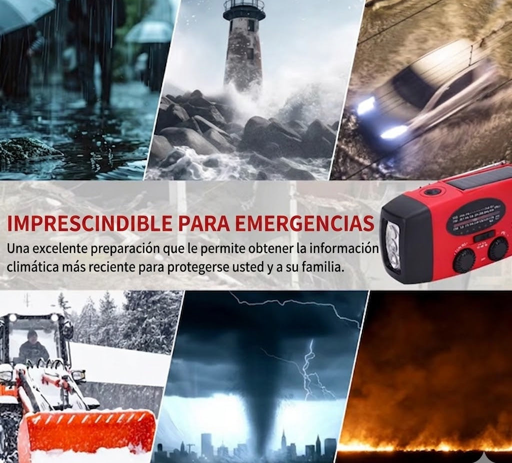 Lámpara Radio de Emergencia con Linterna y Cargador