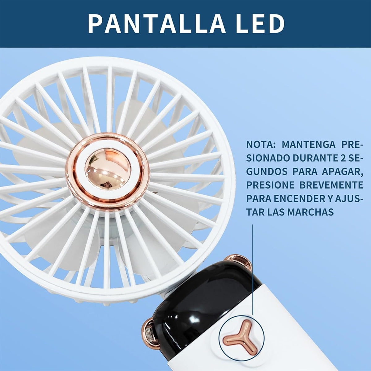 Ventilador Portátil 5 velocidades - Pantalla LED