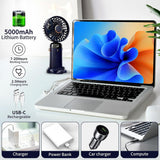 Ventilador Portátil 5 velocidades - Pantalla LED