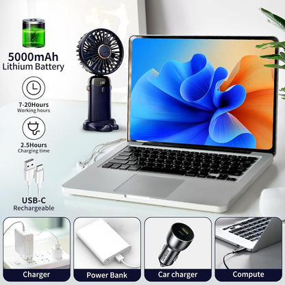 Ventilador Portátil 5 velocidades - Pantalla LED