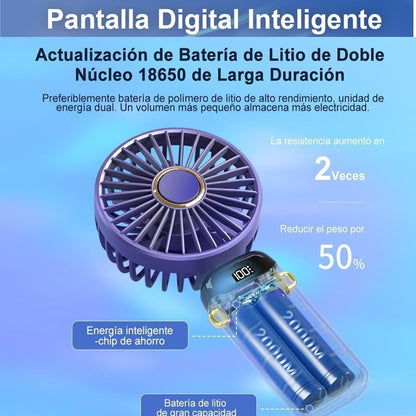 Ventilador Portátil 5 velocidades - Pantalla LED