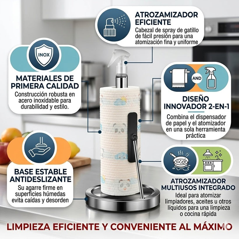 Soporte para Toallas de Papel con Rociador Integrado