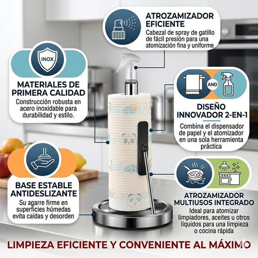 Soporte para Toallas de Papel con Rociador Integrado